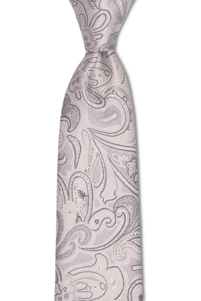 Light Silver Paisley Traditional Tie