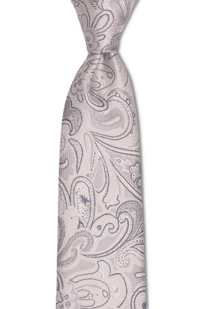 Light Silver Paisley Traditional Tie