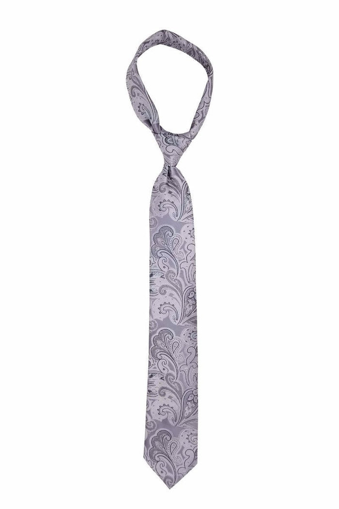 Light Silver Paisley Pre-tied Tie, Tie, GoTie