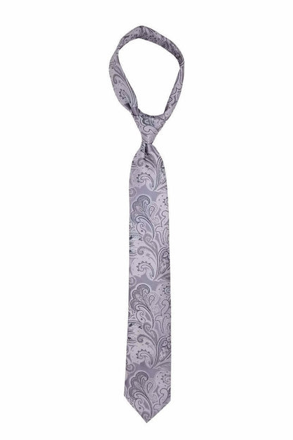 Light Silver Paisley Pre-tied Tie, Tie, GoTie