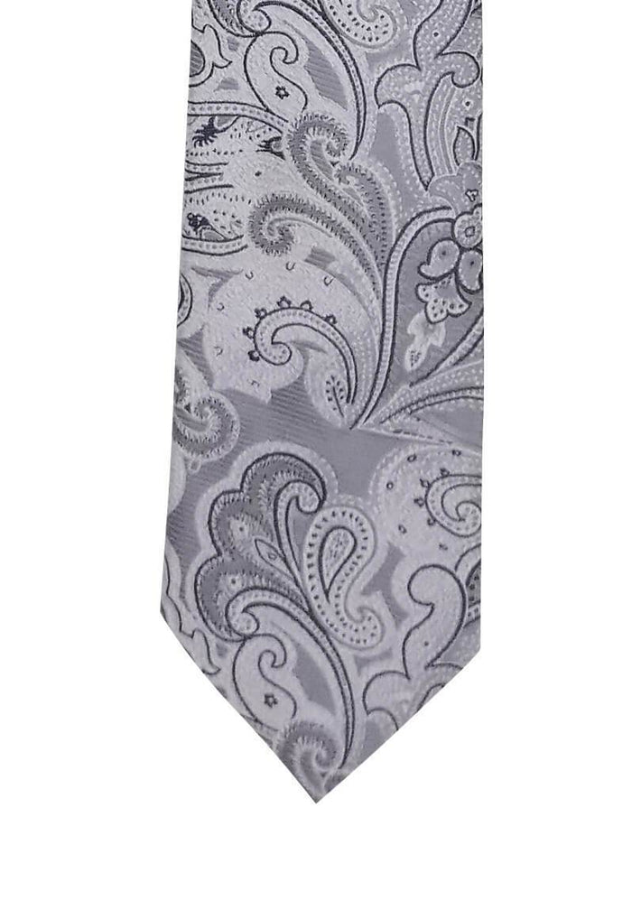 Light Silver Paisley Pre-tied Tie, Tie, GoTie