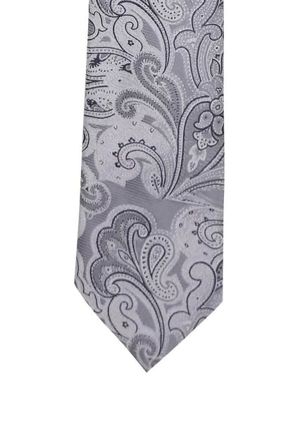 Light Silver Paisley Pre-tied Tie, Tie, GoTie