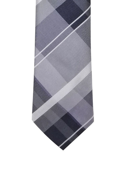 Light Silver Plaid Skinny Pre-tied Tie, Tie, GoTie