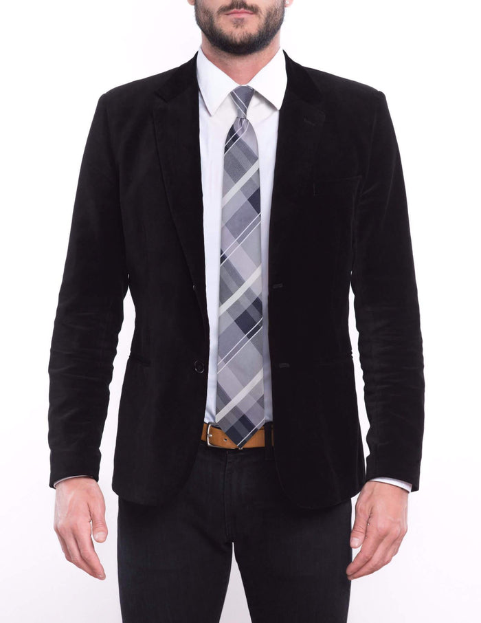 Light Silver Plaid Skinny Pre-tied Tie, Tie, GoTie