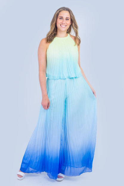 Lime Green and Blue Ombre Top