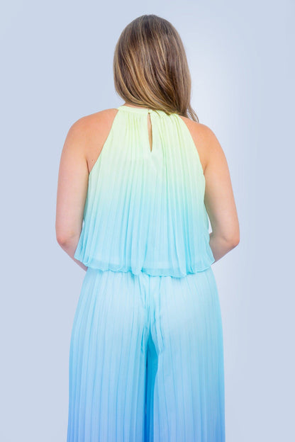 DCD DRESSES Yellow and Blue Ombre Top & Pant Set
