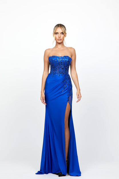 Madeleine Strapless High Split Gown - Dress - Bariano