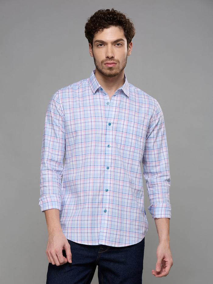 Men's Blue Checks Slim Fit Shirts