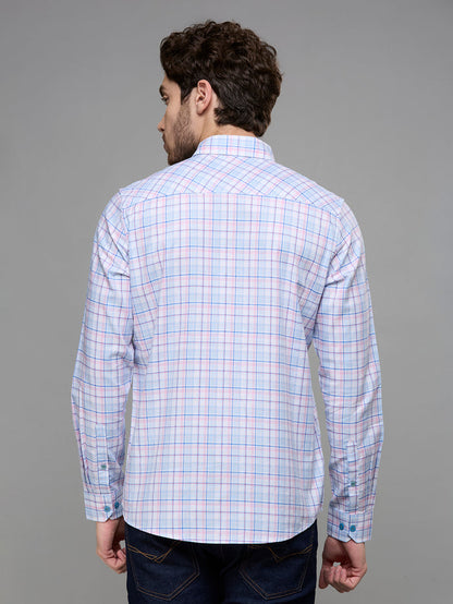 Men's Blue Checks Slim Fit Shirts
