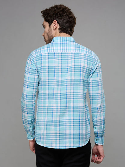 Men's Blue Checks Slim Fit Shirts