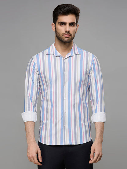 Men's Blue Stripe Slim Fit Shirts