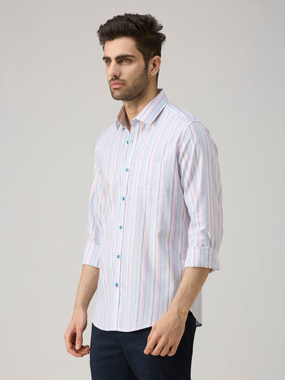 Men's Blue Stripe Slim Fit Shirts