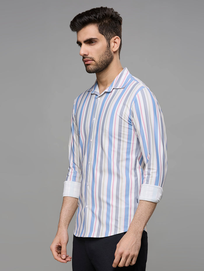 Men's Blue Stripe Slim Fit Shirts