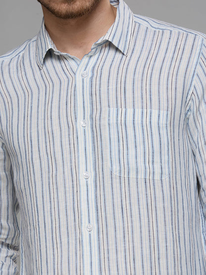 Men's Blue Stripe Slim Fit Shirts