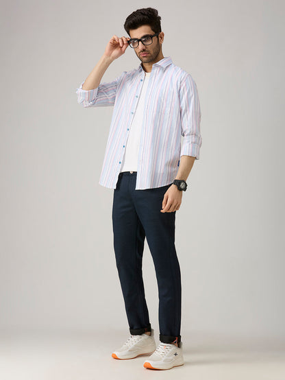 Men's Blue Stripe Slim Fit Shirts