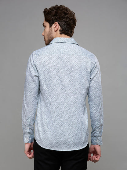 Men's Green Printed Slim Fit Shirts