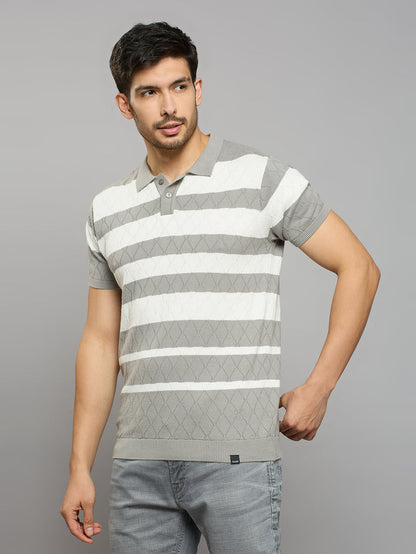 Men's Grey Striped Flat Knits