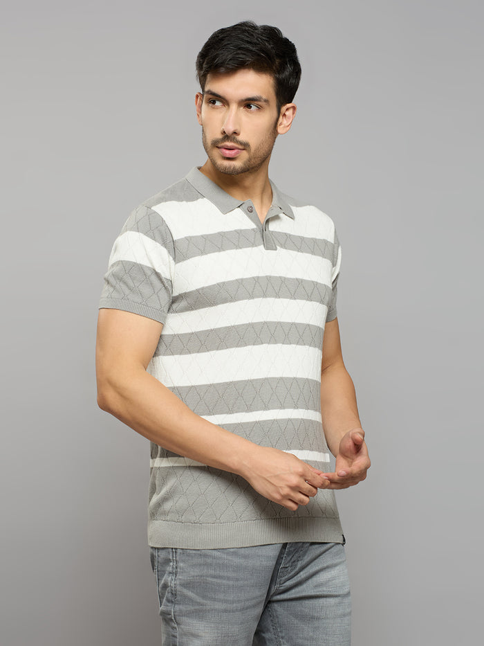 Men's Grey Striped Flat Knits