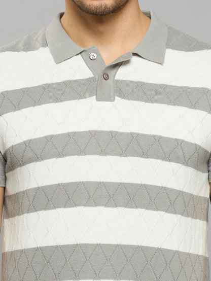 Men's Grey Striped Flat Knits