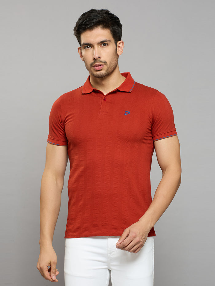 Men's Rust Printed Slim Fit T-Shirts