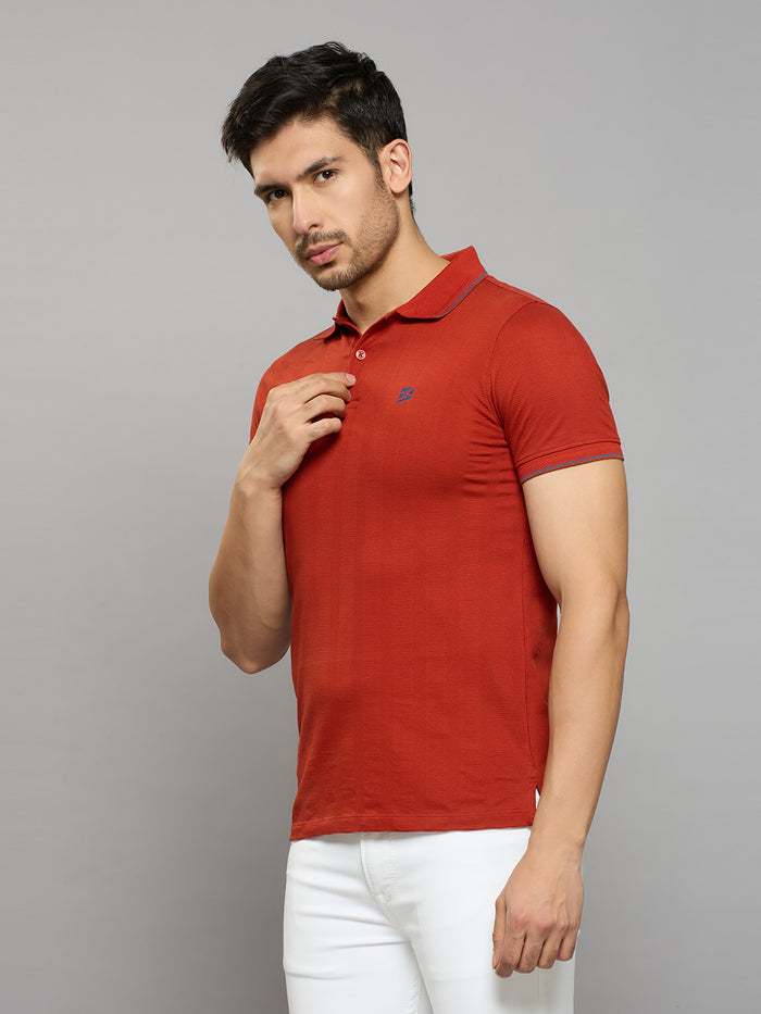 Men's Rust Printed Slim Fit T-Shirts