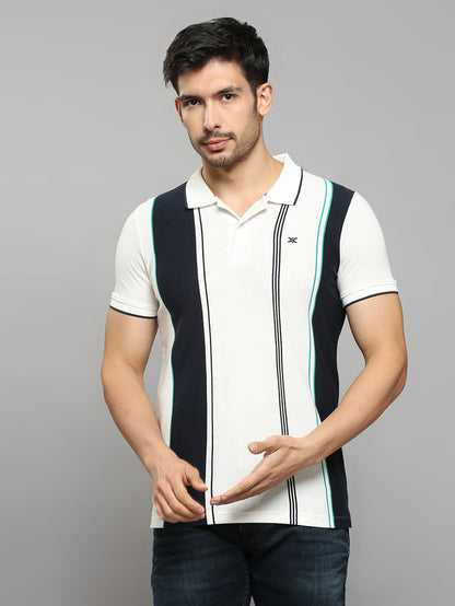 Men's White Printed Slim Fit T-Shirts