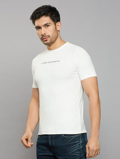 Men's White Printed Slim Fit T-Shirts