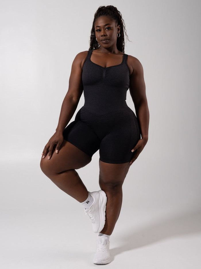 Miracle Scrunch Seamless Bodysuit 5" - Heather Charcoal
