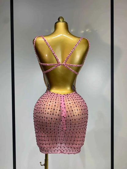 Miranda Colorful Crystal Mesh Bodycon Mini Dress