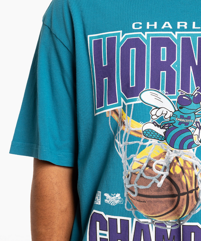 Mitchell & Ness Charlotte Hornets Nothing But Net Tee (Faded Teal)