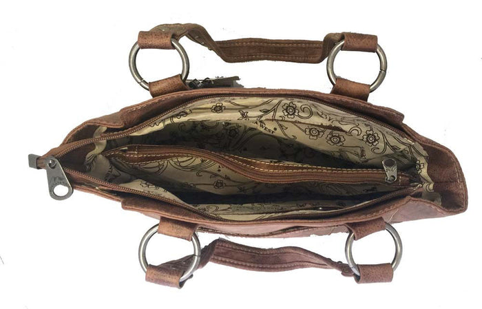 Concealed Carry Swirl Purse Brown inner compartments