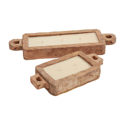 Mud Pie Mango Wood Tray Candle