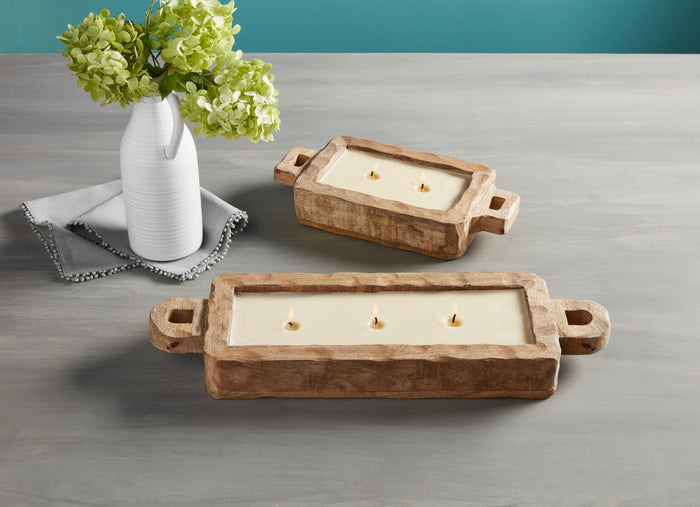 Mud Pie Mango Wood Tray Candle