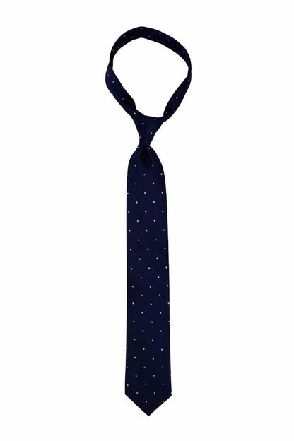 Navy Silver Dotted Pre-tied Tie, Tie, GoTie