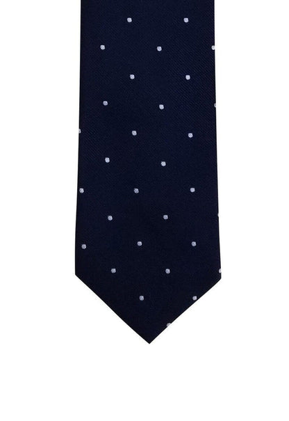 Navy Silver Dotted Pre-tied Tie, Tie, GoTie
