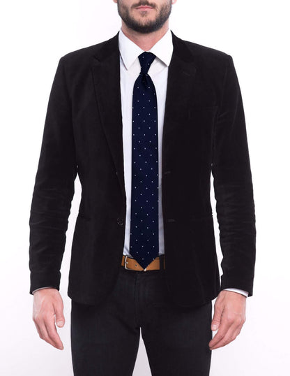 Navy Silver Dotted Pre-tied Tie, Tie, GoTie