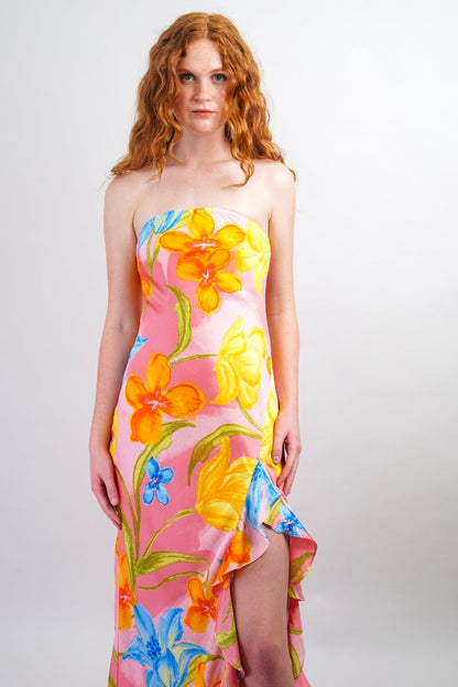 Private Label DRESSES Pink Floral Tube Maxi Dress