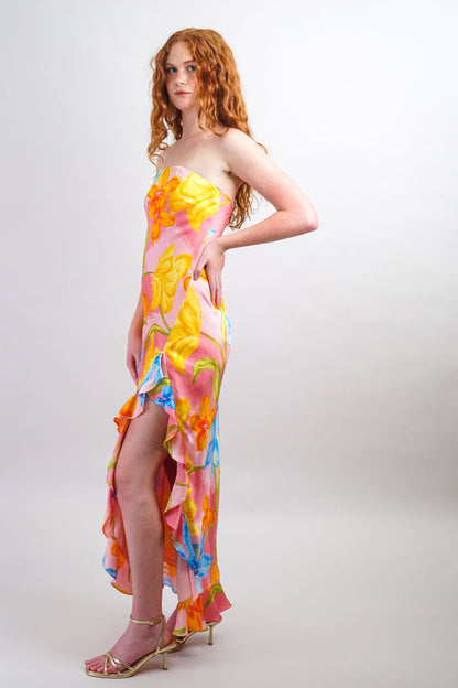 Private Label DRESSES Pink Floral Tube Maxi Dress
