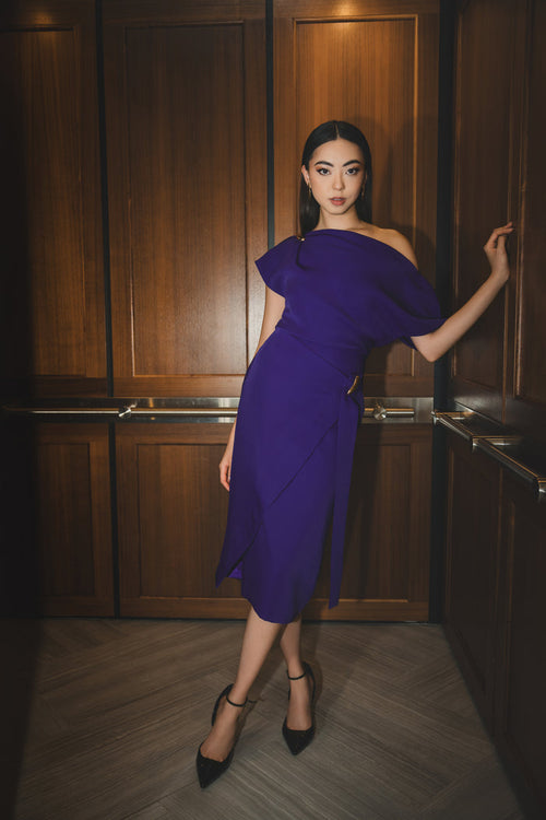 Purple Misha Wrapped Midi Skirt