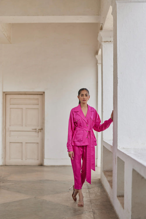 Rani Pink Linen Safari Set
