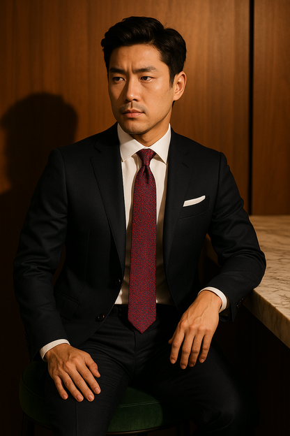 AI generated marketing image for Red Blue Small Checkered Traditional Tie