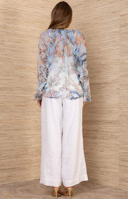 Rin Silk Georgette Top, color-Blue