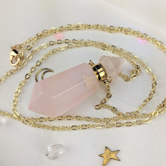 Rose Quartz Perfume Bottles, Double Terminated