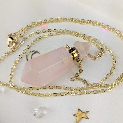 Rose Quartz Perfume Bottles, Double Terminated