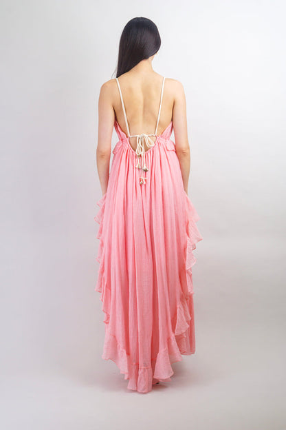 Private Label DRESSES Salmon Ruffle Empire Maxi Dress