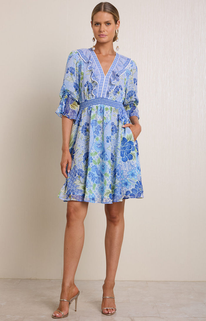 Tara Chiffon Dress, color_blue