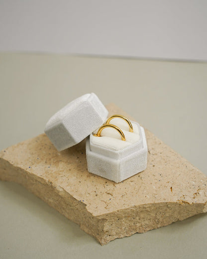 Velvet Hexagon Double Ring Box for Wedding Ceremony - Giftware - Honey Fawn