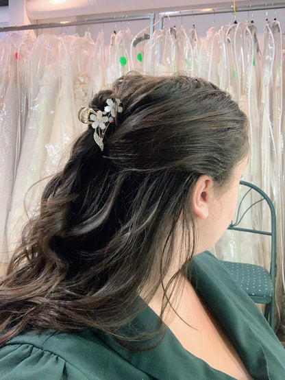 White and Gold Floral Hair Accessories