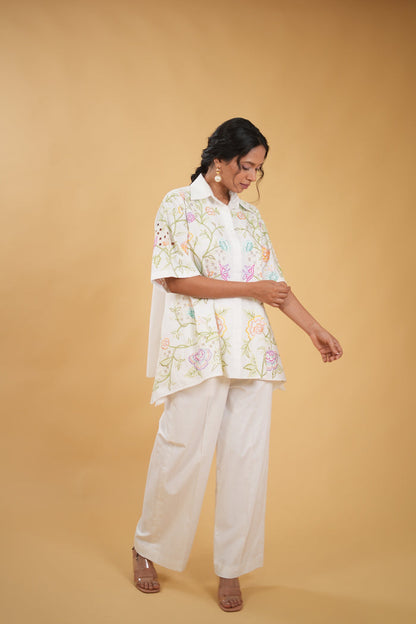 Wildflower Embroidered Cut Work Shirt
