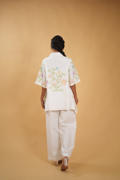 Wildflower Embroidered Cut Work Shirt